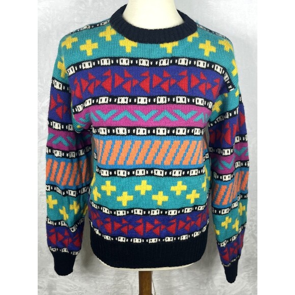 Columbia Sweaters - Vintage Columbia Women's Sweater 100% Wool Y2K Artsy Skiing Multi Size Medium